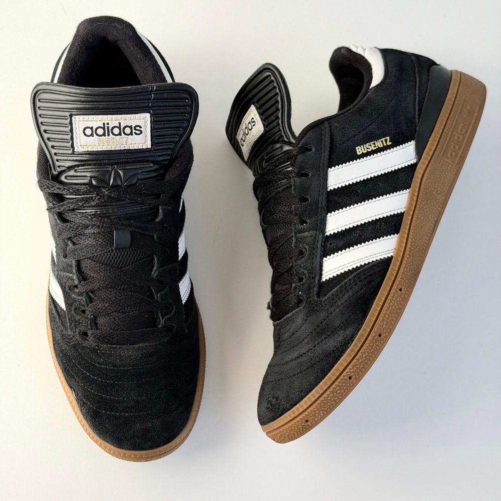 Adidas Busenitz Skate Shoes Mens 9 Black White Gum Retro Suede Low Top Sneakers
